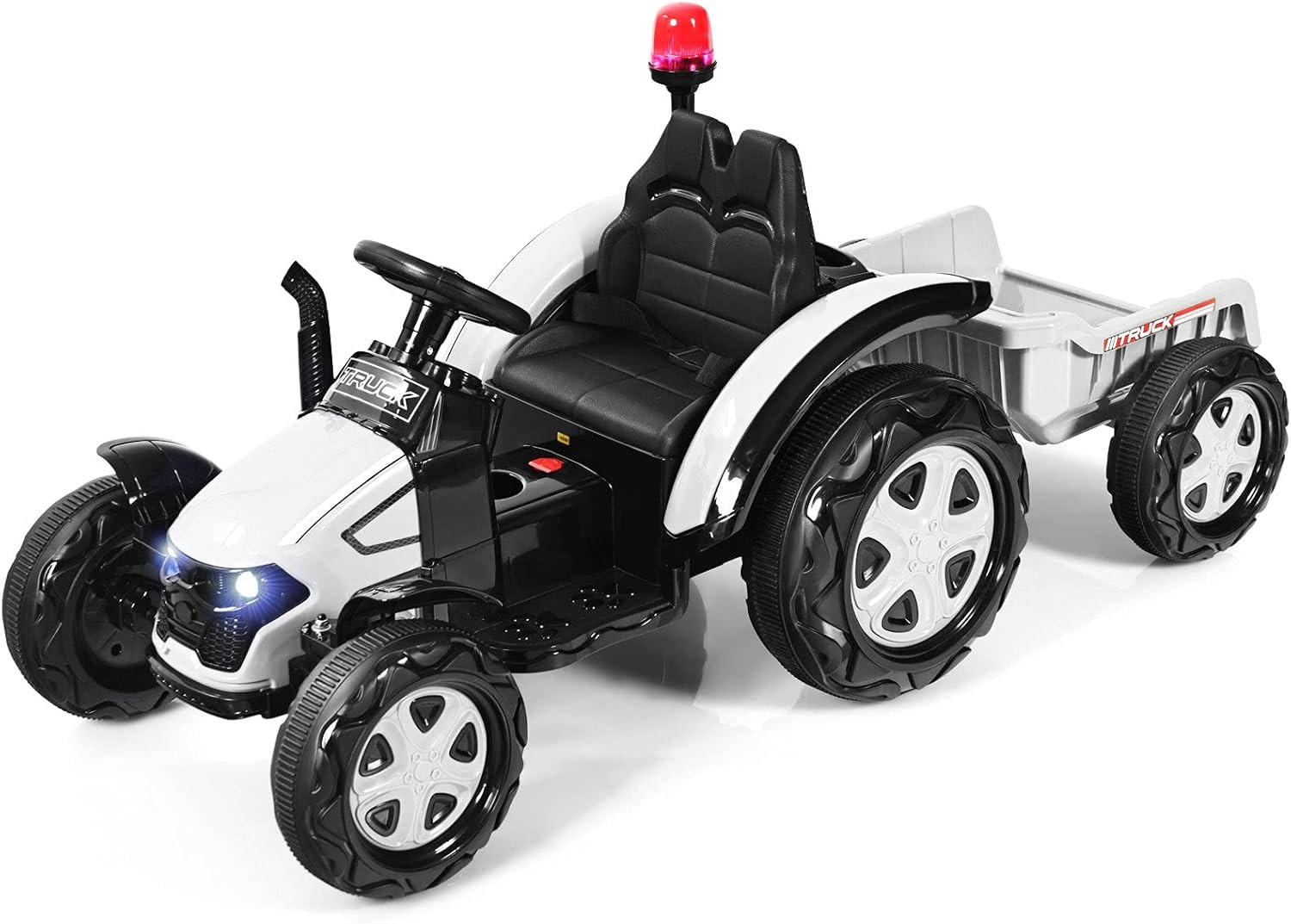 TRAKTOR 12V Weiß - Weiß, Kunststoff (71/73/154cm) - COSTWAY