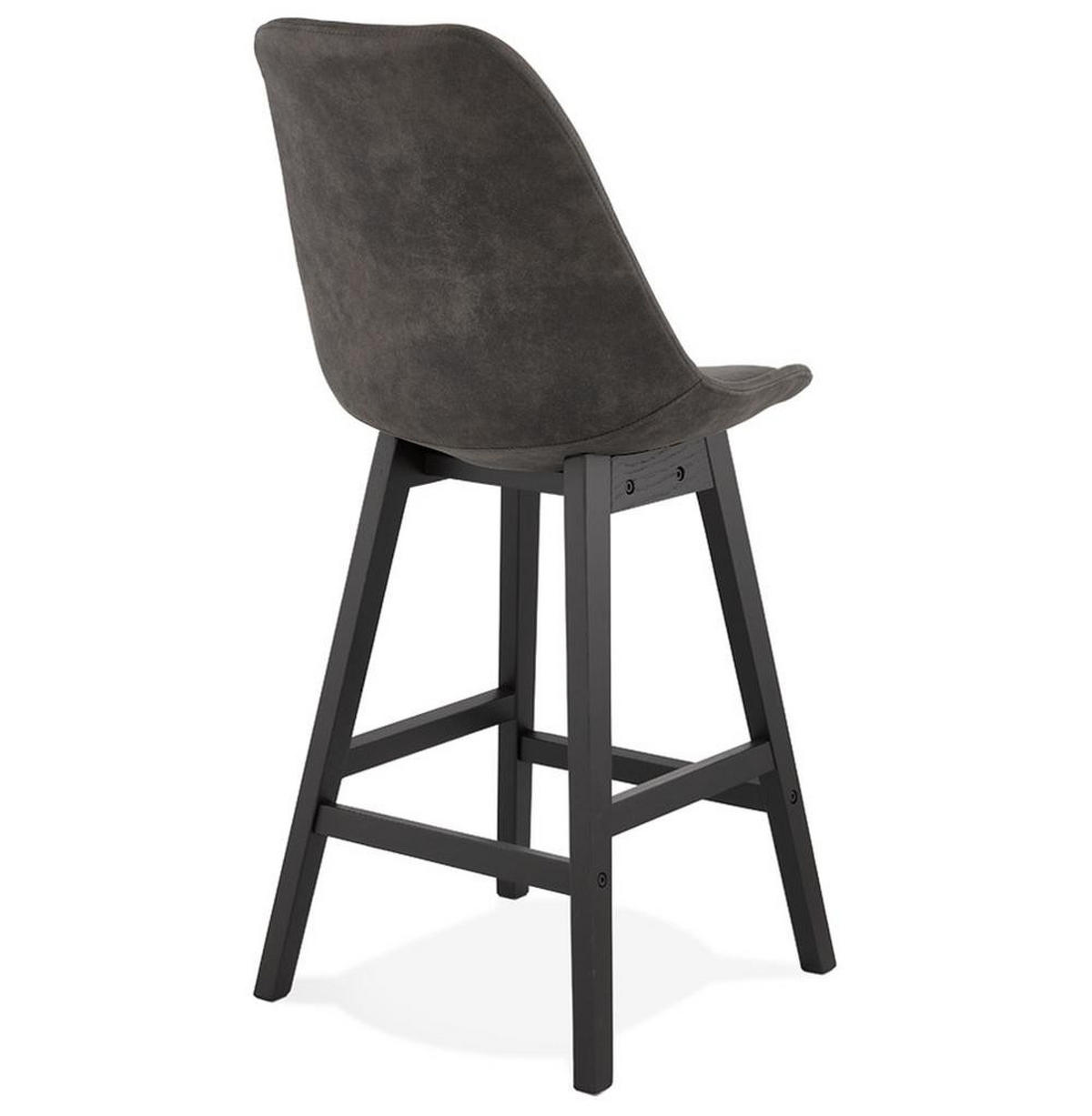 BARHOCKER Mikrofaser Massivholzbeine Sitzhöhe 66cm Skandi-Stil NIXARA MINI, Anthrazit-Schwarz 48x56x103 cm - Anthrazit/Schwarz, Eichenholz/Textil (48/103/56cm) - KADIMA DESIGN