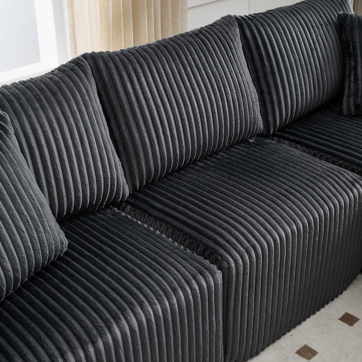 ECKSOFA Inklusive 5 Kissen,seitlicher Stauraum und Getränkehalter, Dunkelgrau - Dunkelgrau, Textil (160/257cm) - KOMHTOM