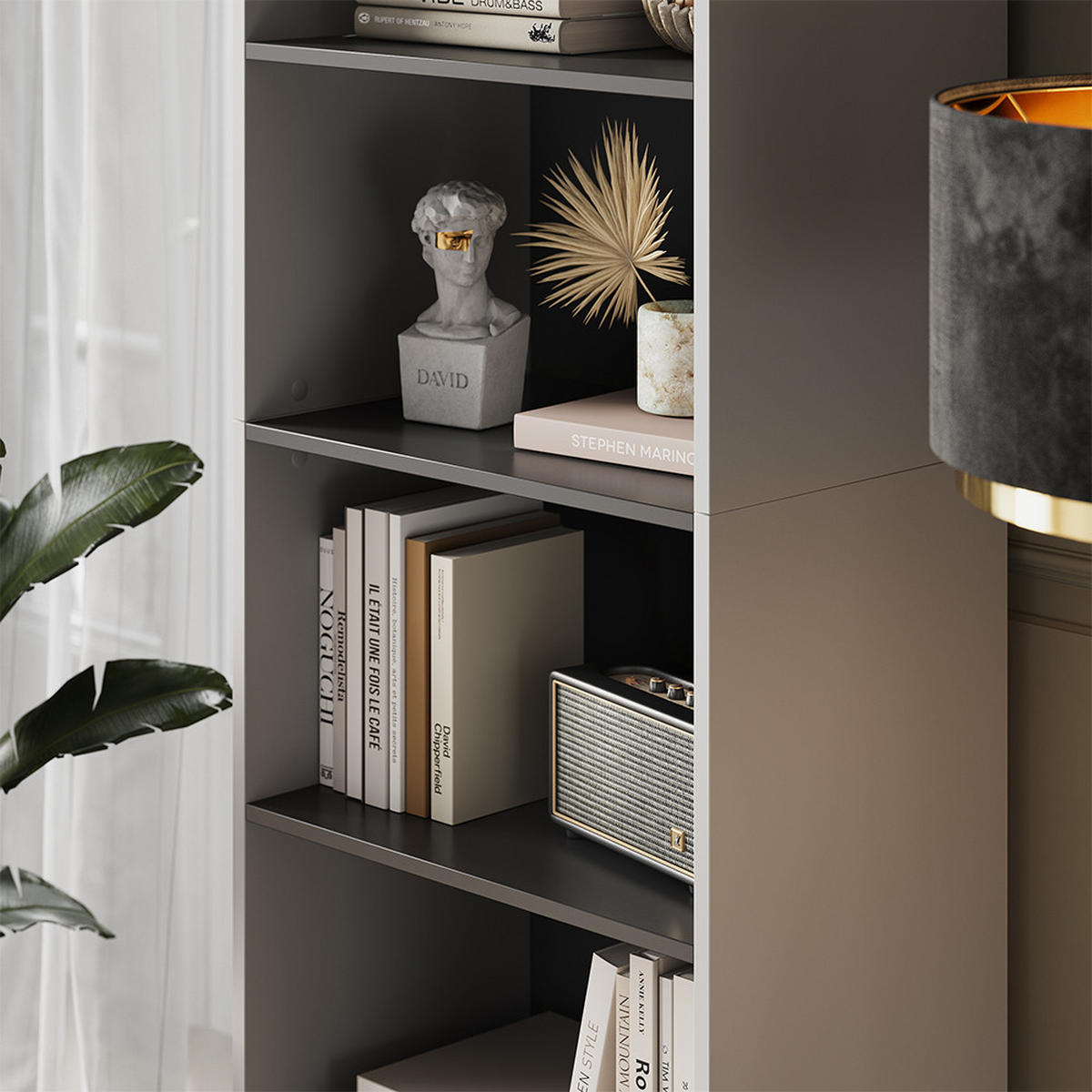 BÜCHERREGAL Eliza Grau 60 x 180 cm mit 5 Fächern - Grau, Holzwerkstoff (60/180/40cm) - Vicco