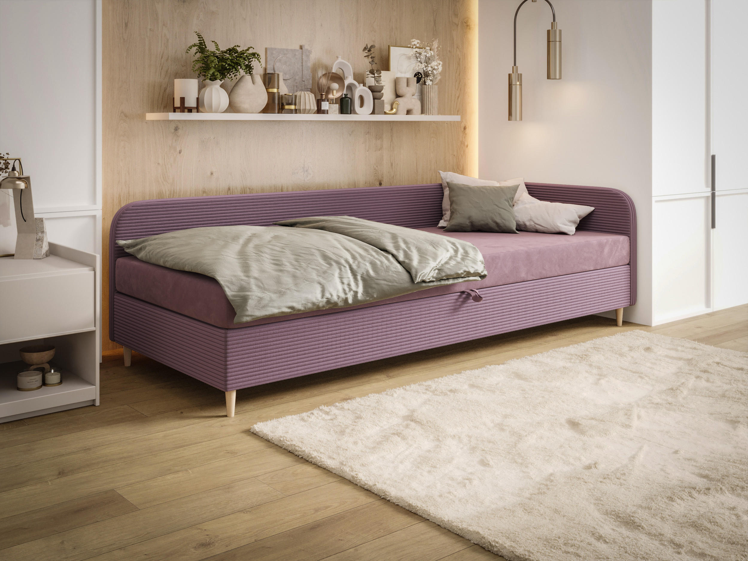 BOXBETT MIKO 100x200 mit Matratze H3, Bonell und Topper RIVIERA 63+LINCOLN 63 - Pink, Textil (100/200cm) - Bedante