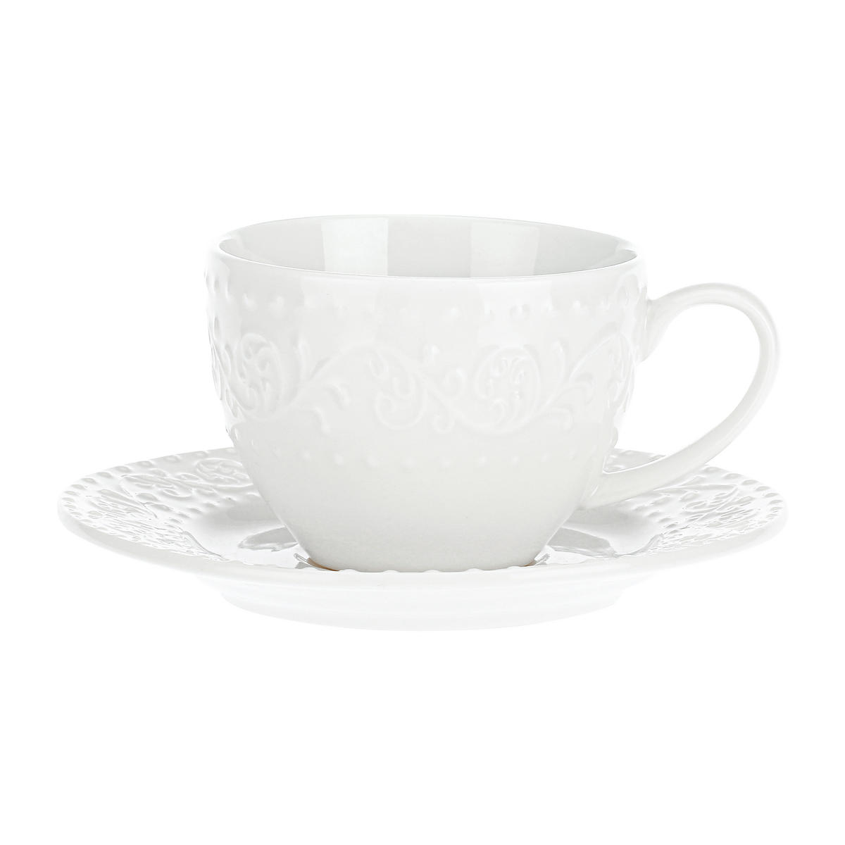 KAFFEETASSEN Set 6 Stück mit Untertasse Sognante - Weiß, Keramik (15/5.5/33.5cm)