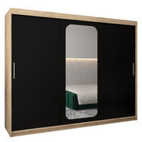 SCHWEBETÜRENSCHRANK 200/250/62 3-türig - Silberfarben/Schwarz, Holz/Kunststoff (250/200/62cm) - Abiks Möbel