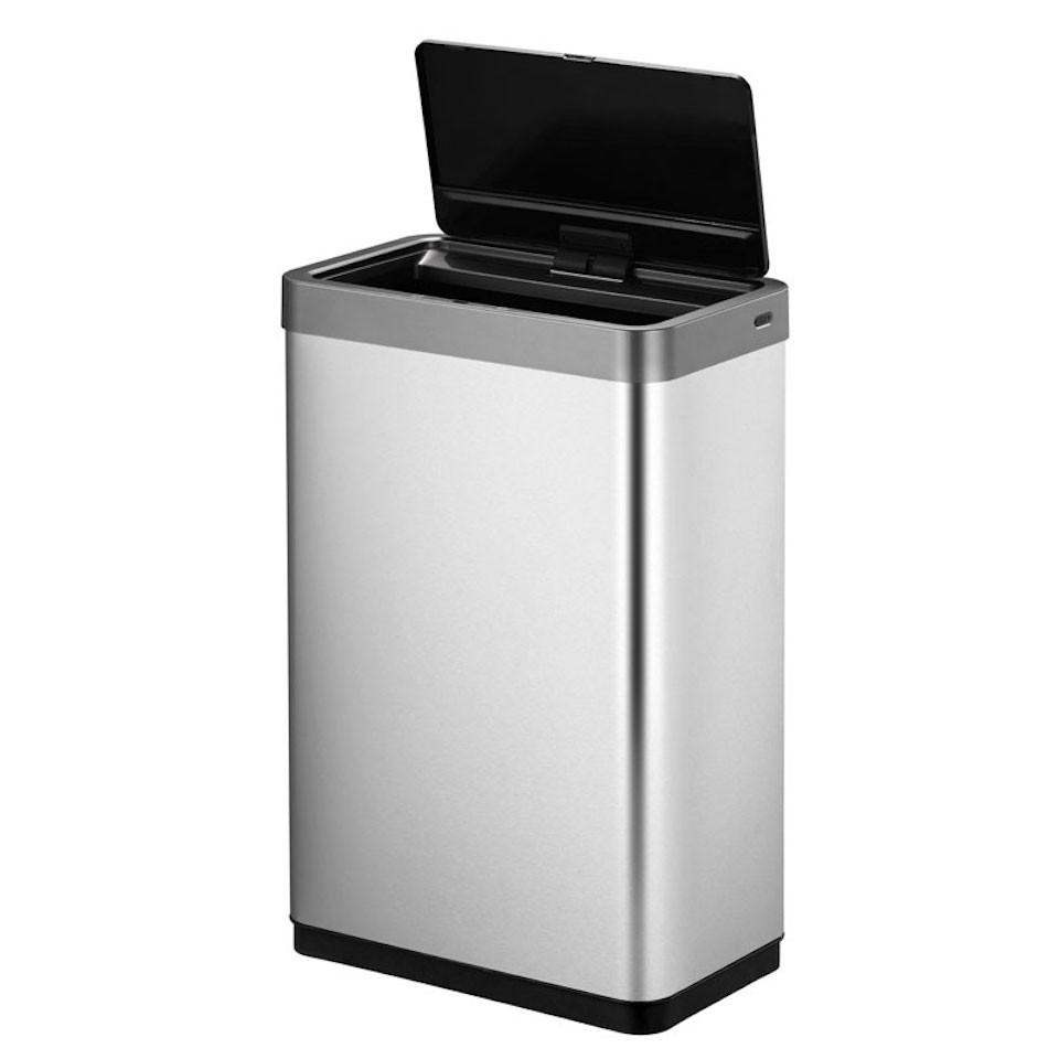MÜLLEIMER Sensor Aus Mattem Edelstahl 47 Liter 64,8 x 47 x 28 cm Automatische Öffnung&Schließung Silber - Silberfarben, Metall (46.9/64.8/27.9cm) - PROREGAL