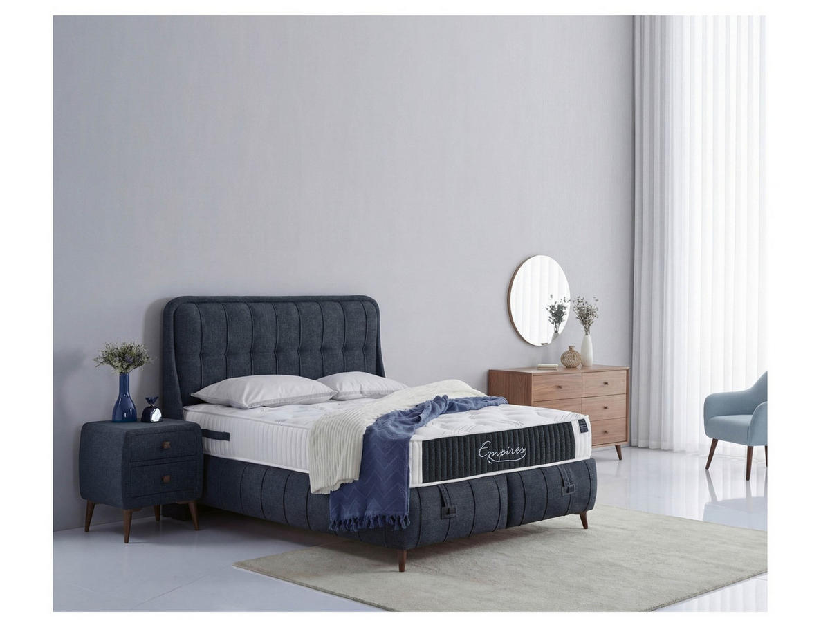 POLSTERBETTSET Empires 150x200 Anthrazit - Anthrazit, Metall (150/200cm) - Villa Möbel