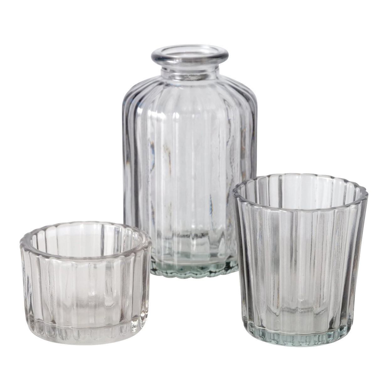 KERZENHALTER und Vase Tolka - Grau, Glas (6/10/6cm) - Boltze Home