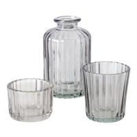 KERZENHALTER und Vase Tolka - Grau, Glas (6/10/6cm) - Boltze Home