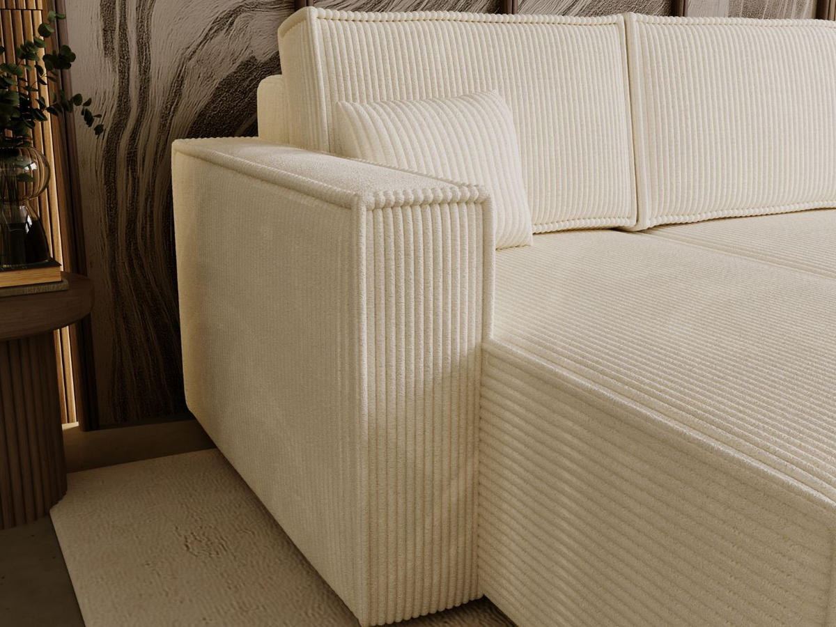 ECKSOFA Prato L Beige - Beige/Schwarz, Holz/Textil (253/145cm) - Graingold