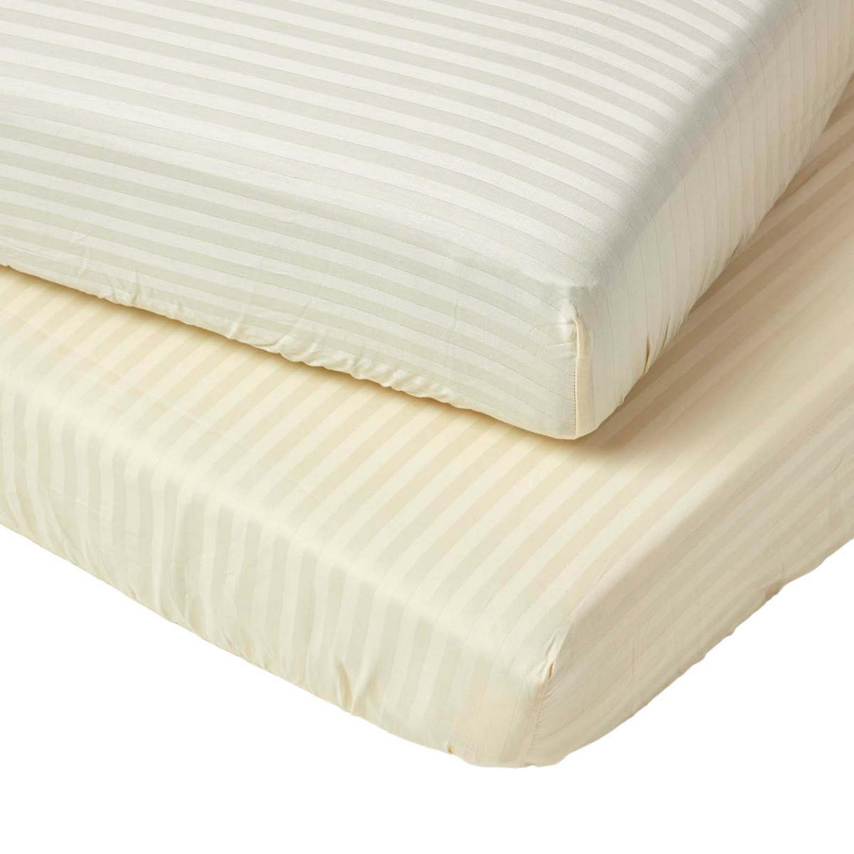 DAMAST-SPANNBETTLAKEN 2er-Set für Kinderbett, 70/140 cm - Creme, Textil (70/140cm) - Homescapes