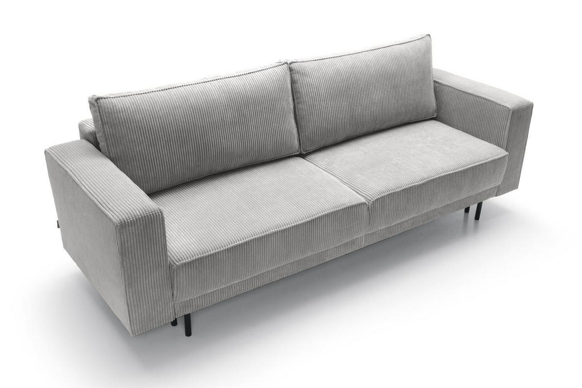 SCHLAFSOFA Rodario Hellgrau Cordbezug - Hellgrau/Schwarz, Textil/Metall (236/95/97cm) - Selsey