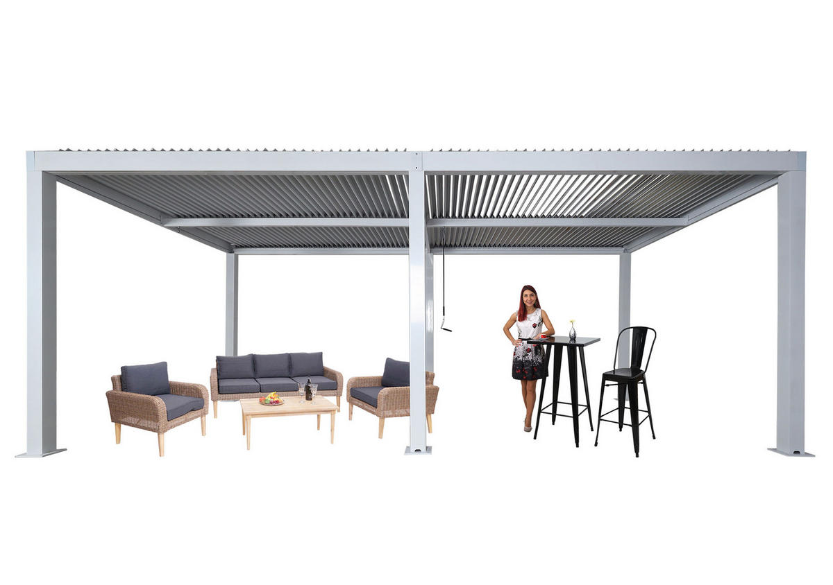 PERGOLA Weiß - Weiß, Metall (583/220/301cm) - MCW