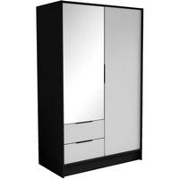SCHRANK Schwarz Weiß NIKOLA 103 Mit Spiegel Und Verstellbaren Regalen - Transparent/Schwarz, Holzwerkstoff (102/200/51cm) - Sepro Meble