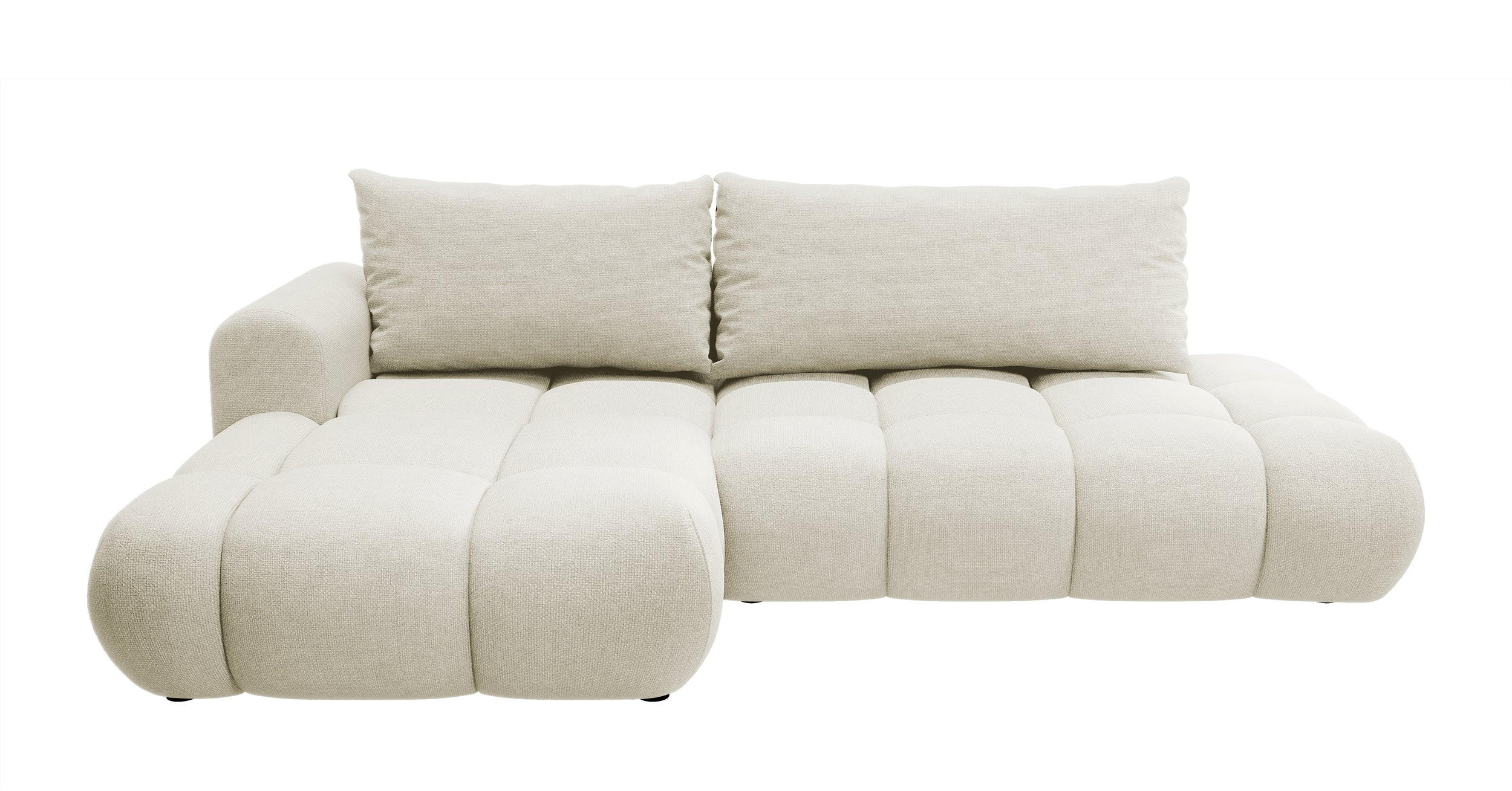 ECKSOFA Ombo Cremeweiß Chenille 280 cm - Creme/Schwarz, Kunststoff/Textil (284/167cm) - Selsey