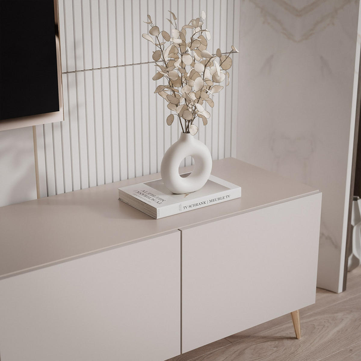 TV-LOWBOARD ANGEL Kaschmir stehend mit LED-Beleuchtung 300 cm - Kaschmir, Holzwerkstoff (300/49/40cm) - Idohome
