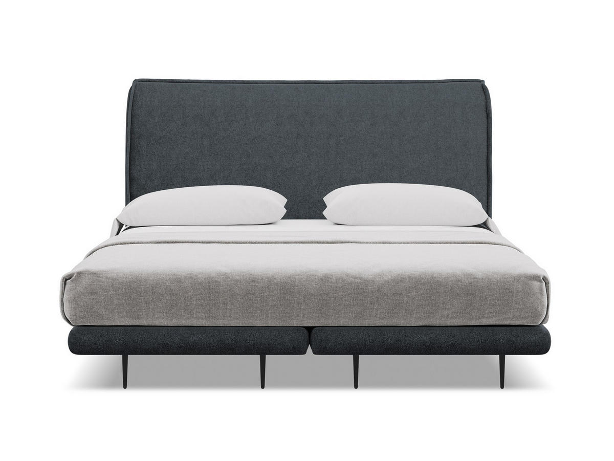 POLSTERBETT Doppelbett mit Matratze Bouclé Stoff Grau - Dunkelgrau/Schwarz, Textil/Metall (140/200cm) - Makamii