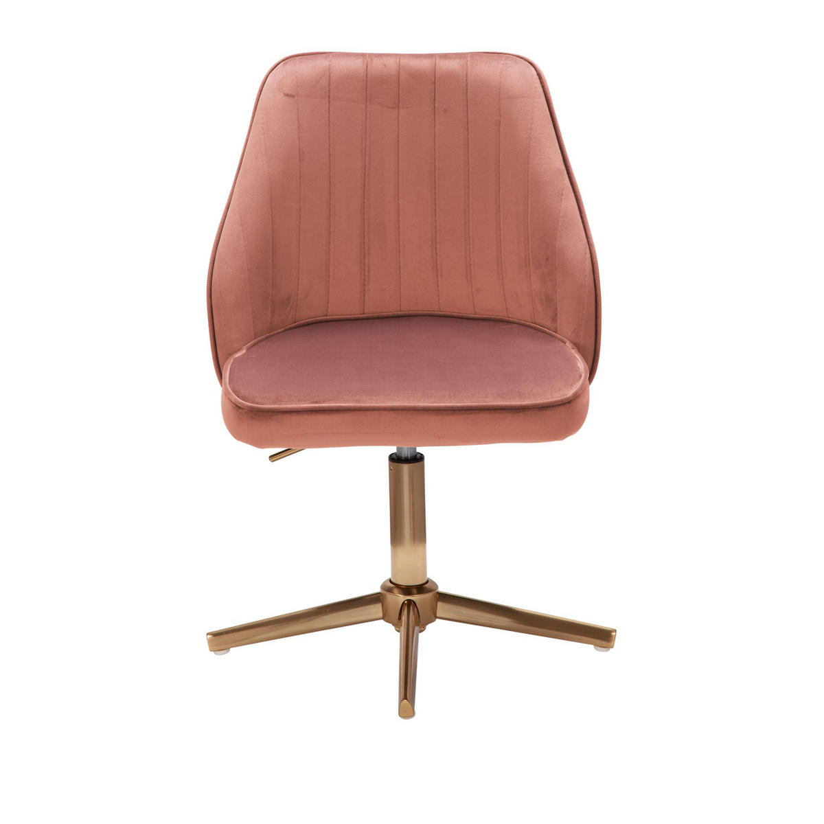 DREHSTUHL Samt mit Höhenverstellung, Eisenfuß und 360° Drehfunktion TANARO, Rosa - Pink/Goldfarben, Textil/Metall (60/100/60cm) - KADIMA DESIGN