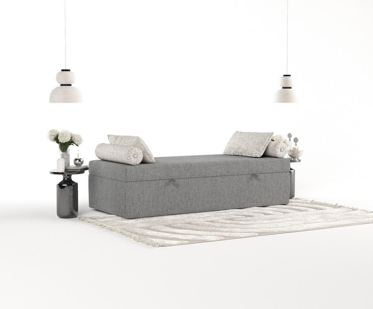 BOXBETT Lennon Grau 80/200 cm im Webstoff - Schwarz/Grau, Holz/Holzwerkstoff (80/200cm) - Maison de Reve