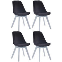 STUHL 4er Set Samt Schwarz - Schwarz/Weiß, Holz/Textil (48/84/55cm) - CLP