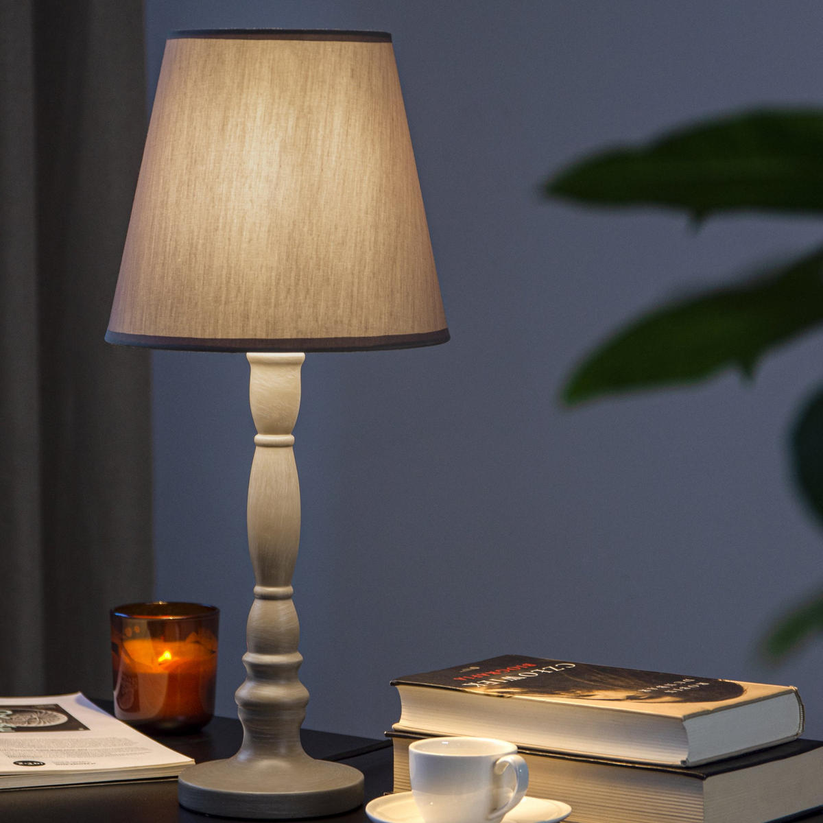 TISCHLAMPE GITTA 2-er Set, Grau - Grau, Keramik/Textil (22/22/51cm) - KONSIMO®