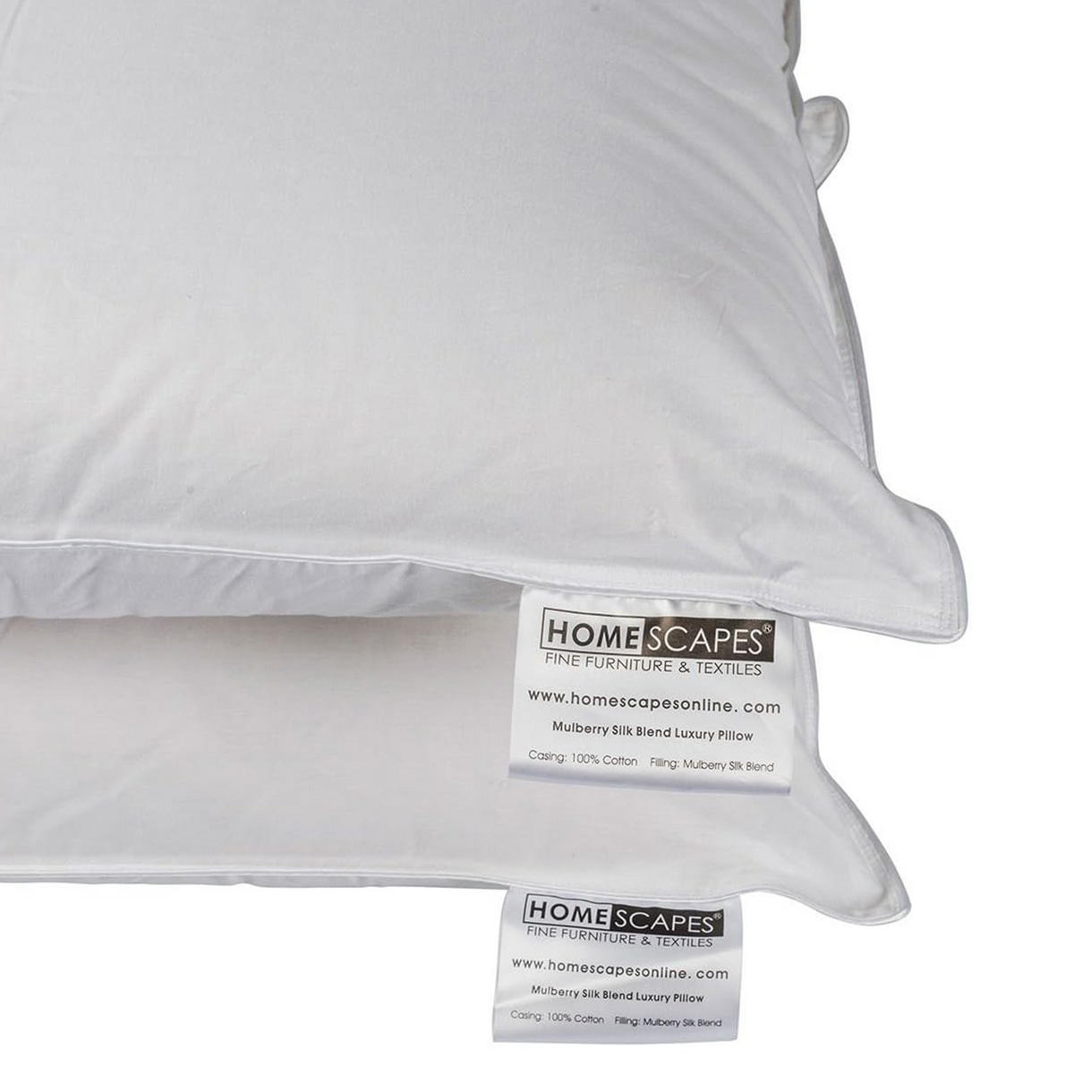 KOPFKISSEN Seide 2er-Set, 48/74 cm - Weiß, Textil (48/74cm) - Homescapes