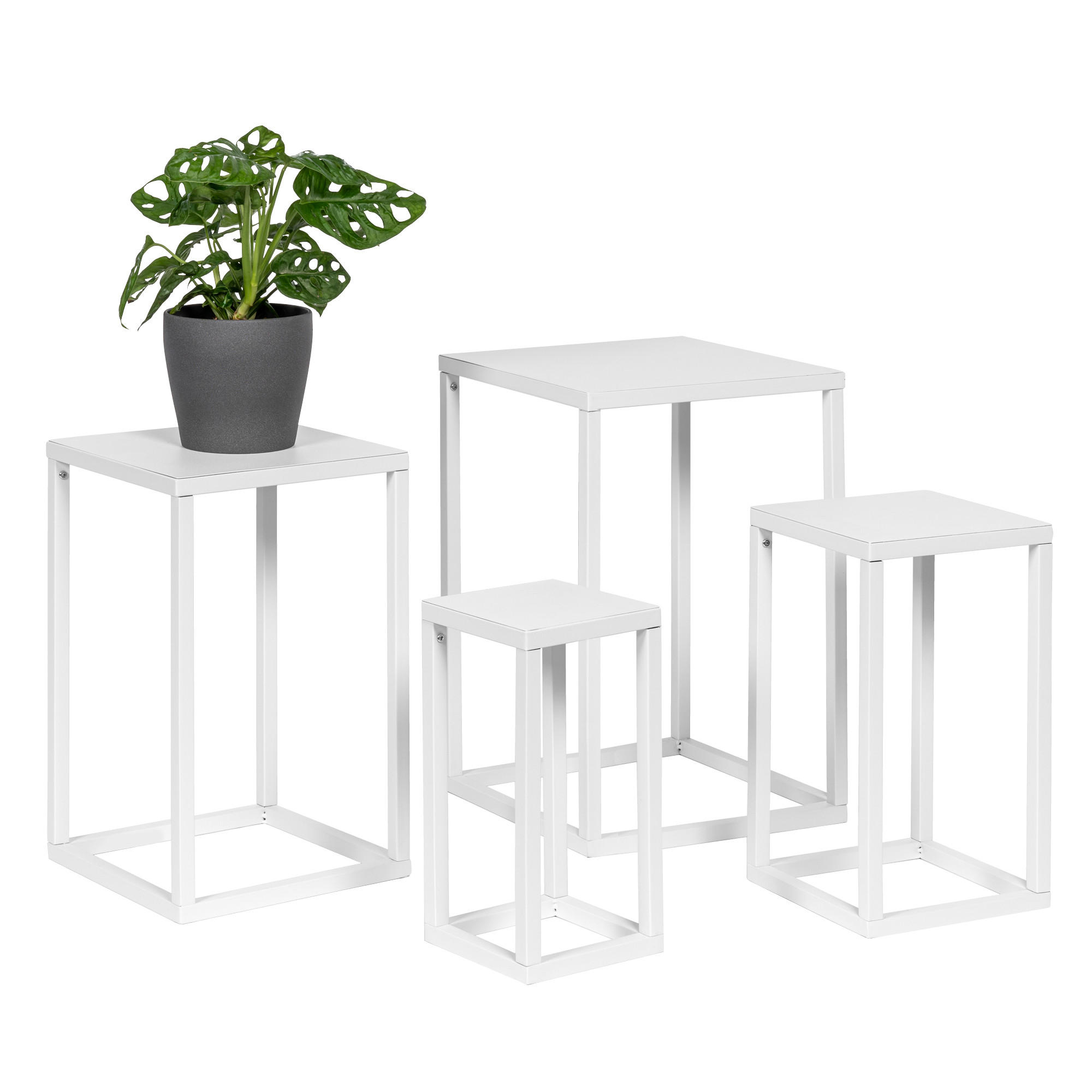 BLUMENHOCKER 4er-Set, weiß, Metall - Weiß, Metall (30/30/45cm) - bremermann
