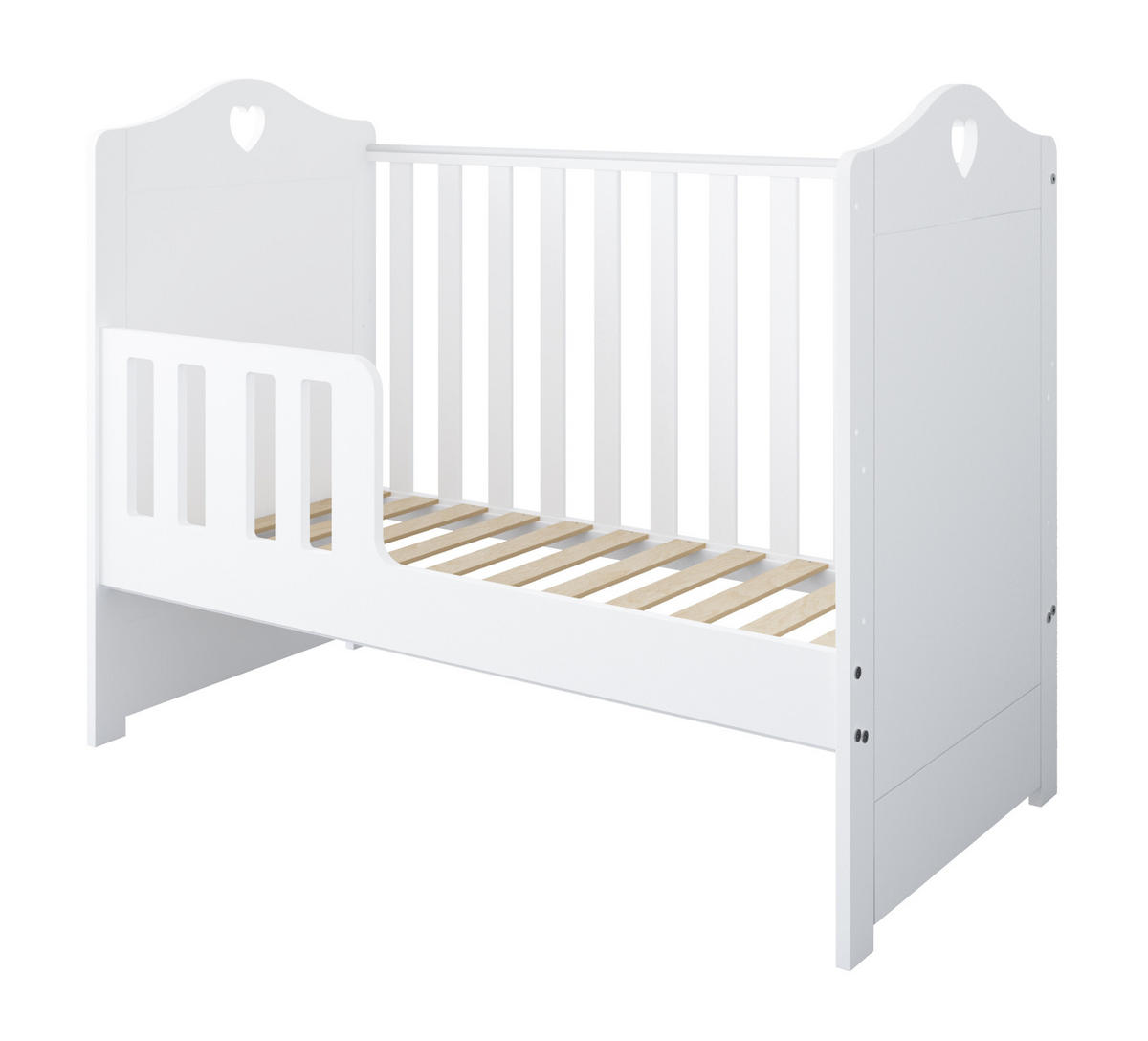 GITTERBETT Kleines Herz 2in1 mit Matratze - Weiß, Holzwerkstoff - kiki design