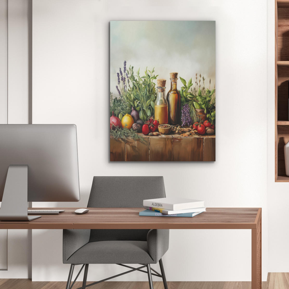 AKUSTIKPANEEL Stilleben - Kräuter - Gewürze - Früchte - Farbenfroh 60x80 cm - Grün, Textil (60/0.9/80cm) - MuchoWow