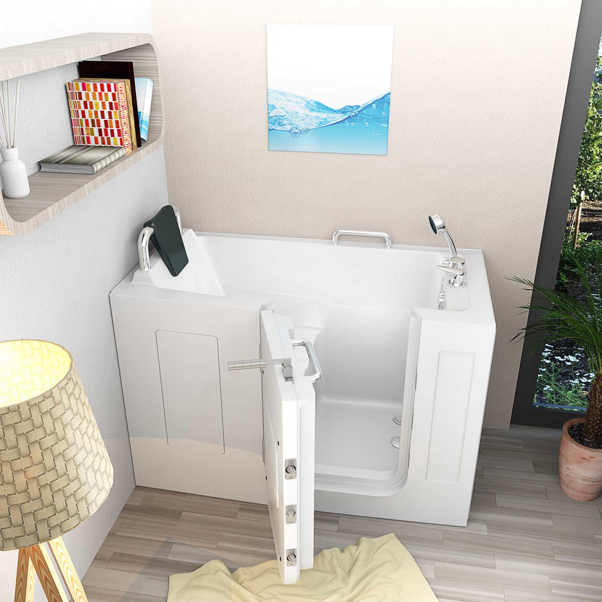 SENIORENWANNE S07-A-L Weiß - Weiß, Glas/Kunststoff (140/116/76cm) - AcquaVapore by Sandra Jentho