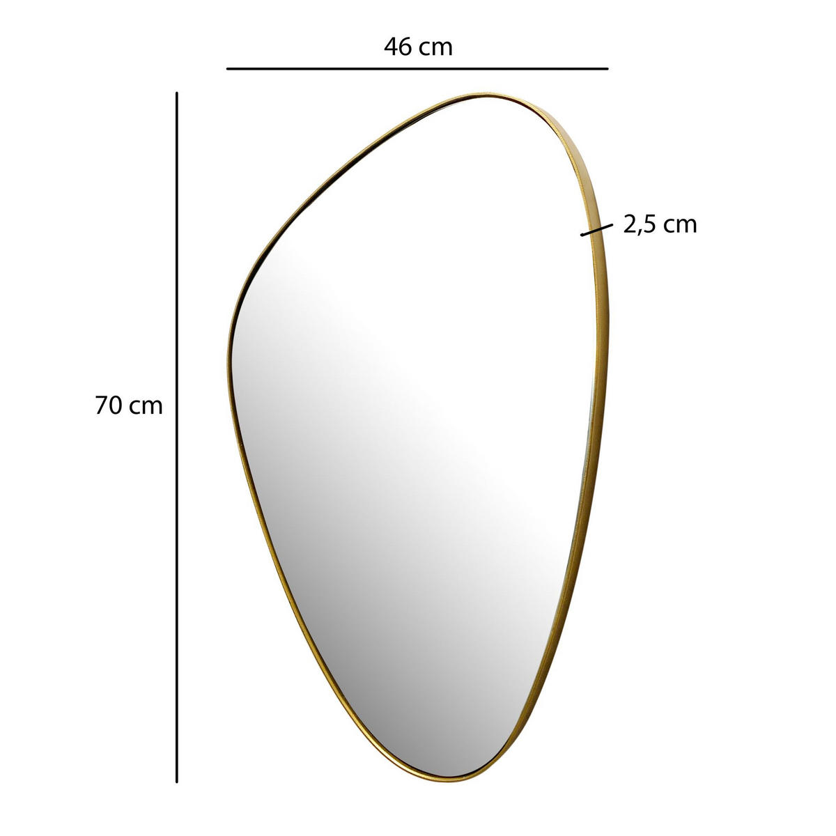WANDSPIEGEL Asymmetrisch Metall Gold 46x70 cm Modern - Goldfarben, Glas (46/70/3cm) - KADIMA DESIGN