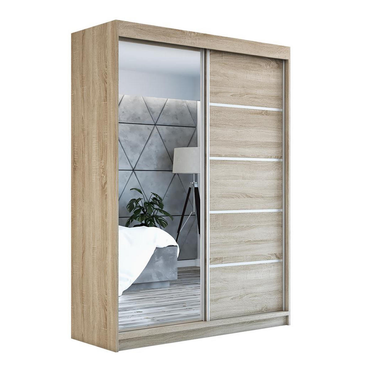 SCHWEBETÜRENSCHRANK 160 CM GAP Farbe: Sonoma - Braun, Holzwerkstoff (160/215/59.5cm) - A&J MöbelLand