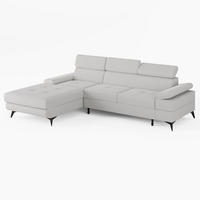 ECKSOFA VENTO Links Hell Beige Velours Easy Clean L-Form Couch mit Schlaffunktion & Bettkasten - Schwarz/Sahara, Holz (190/261cm) - Barchello