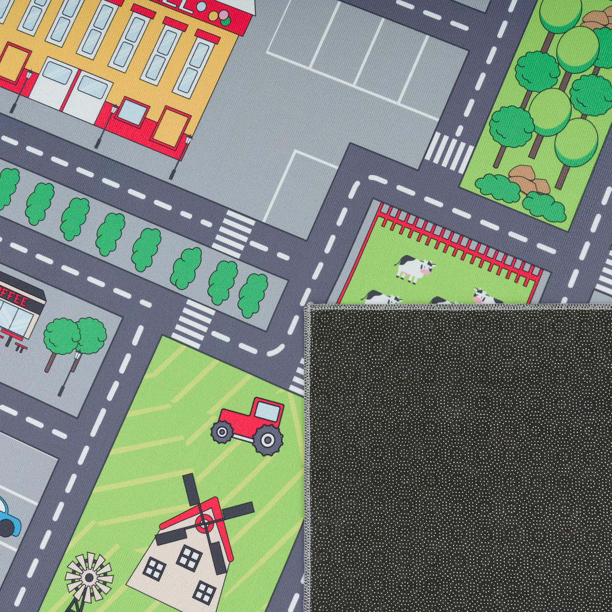 KINDERTEPPICH waschmaschinenwaschbar Stadt‑Land‑Karten‑Muster Kinderzimmer schmutzabweisend Grau Rechteckig 100x200 - Grau, Textil (100/200cm) - KADIMA DESIGN