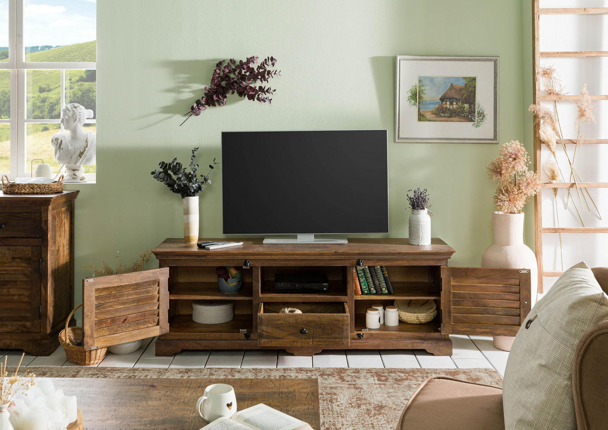 TV-BOARD Mango 170x45x60 dunkelbraun geölt RODEZ #148 - Dunkelbraun, Holz (170/60/45cm) - Massivmoebel24