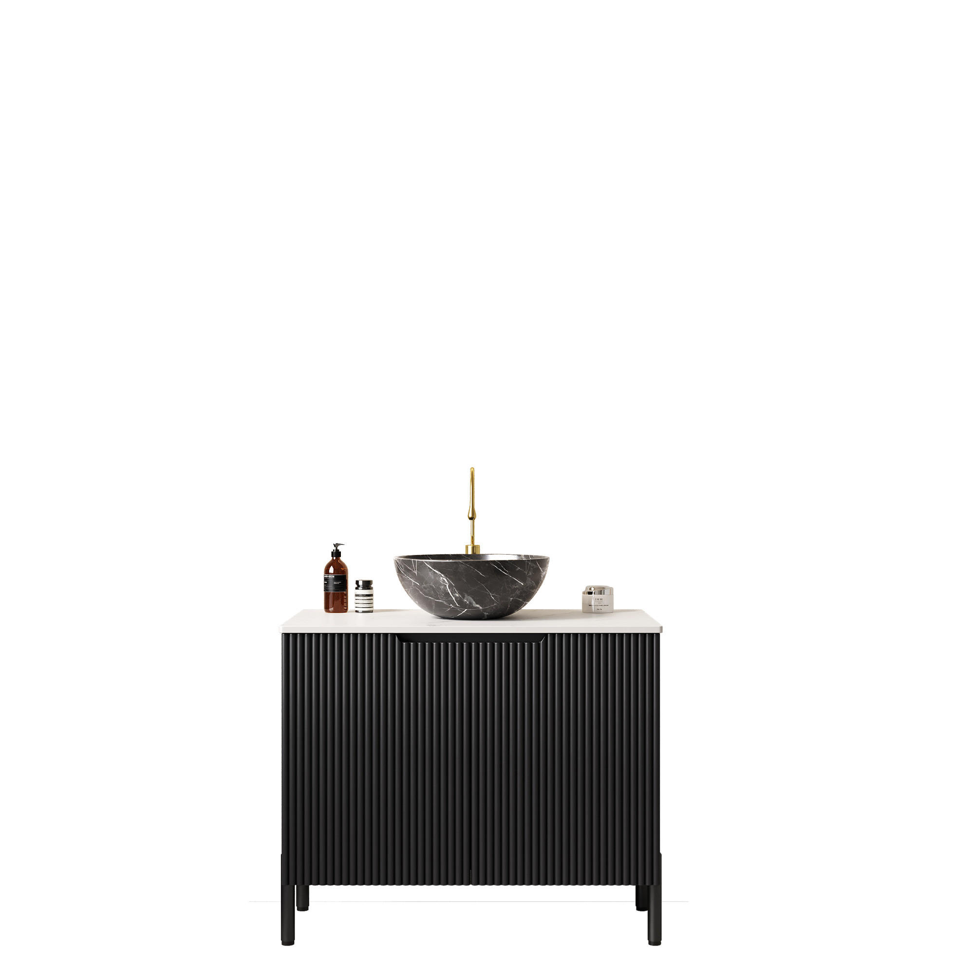 WASCHTISCH mit Keramikbecken 76 cm Schwarz/Weiß - Schwarz, Holzwerkstoff (48/89/76cm) - Beauniv