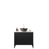WASCHTISCH mit Keramikbecken 76 cm Schwarz/Weiß - Schwarz, Holzwerkstoff (48/89/76cm) - Beauniv