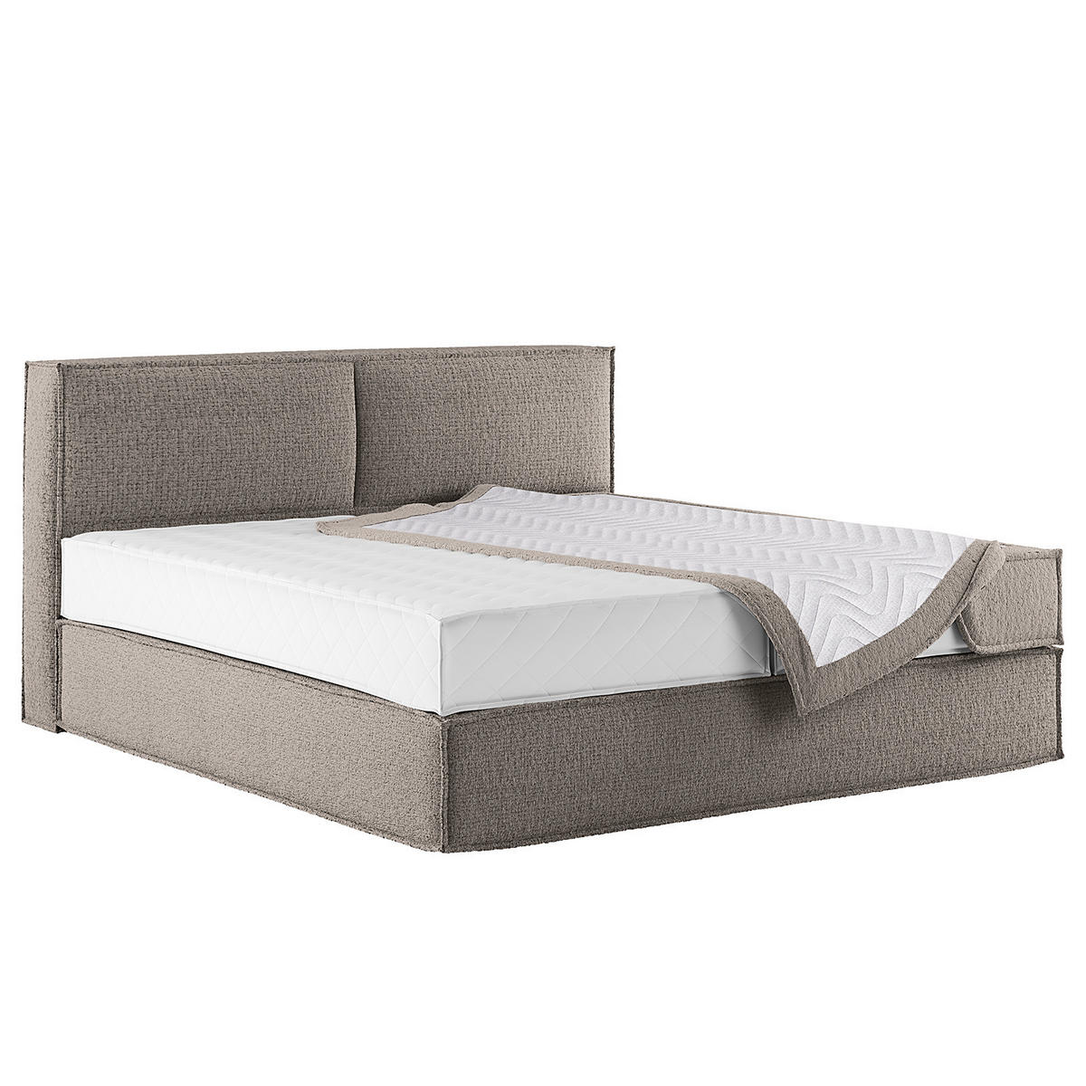 BOXSPRINGBETT mit Kopfteil - Premium - Grau, Textil (180/200cm) - home24