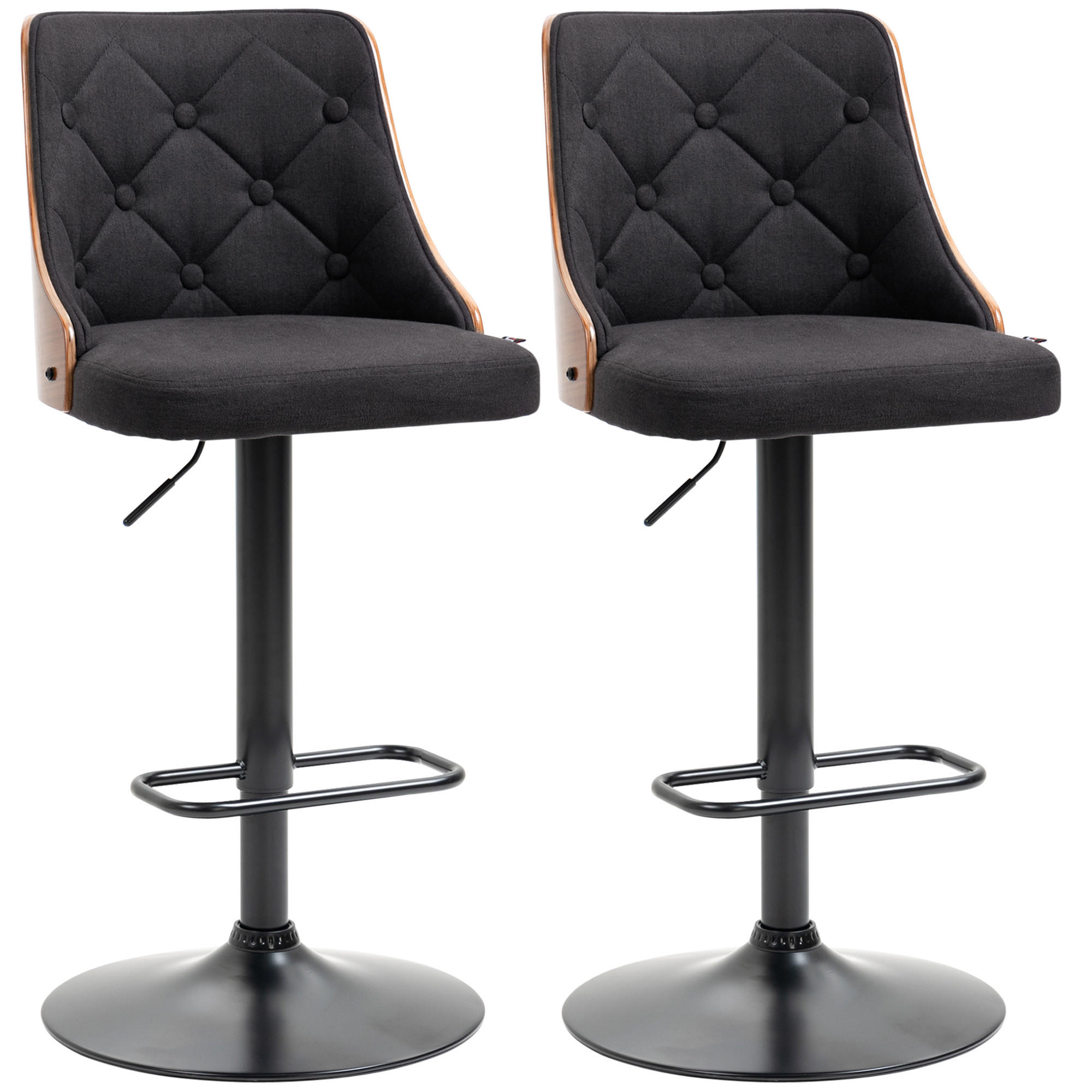BARHOCKER 2er-Set DE-14730 höhenverstellbar & schwenkbar mit Fußstütze - Schwarz, Metall (53/113/48cm) - ComfortXL