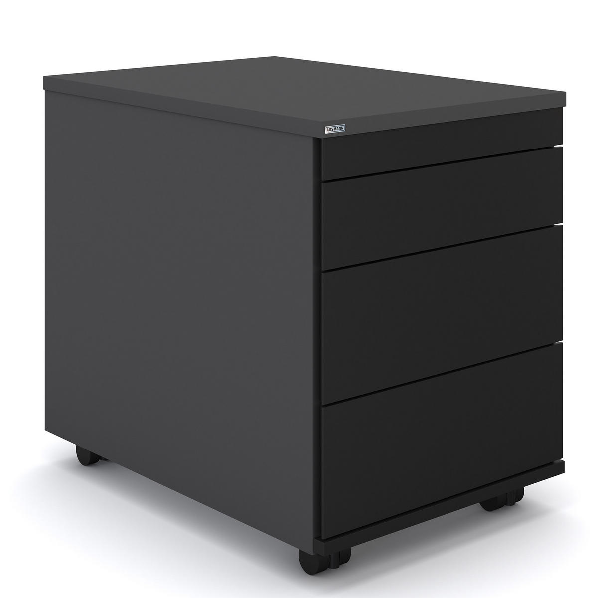 ROLLCONTAINER Pontis mit Metallfront und 4 Schubladen / Anthrazit - Anthrazit, Holz (41.5/53.3/58.4cm) - ASSMANN