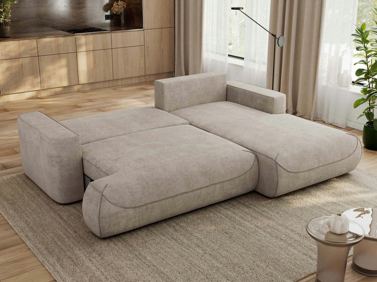 ECKSOFA OVO L Beige Struktur - Rechts Seite - Beige/Schwarz, Kunststoff/Textil (195/271cm) - MKS