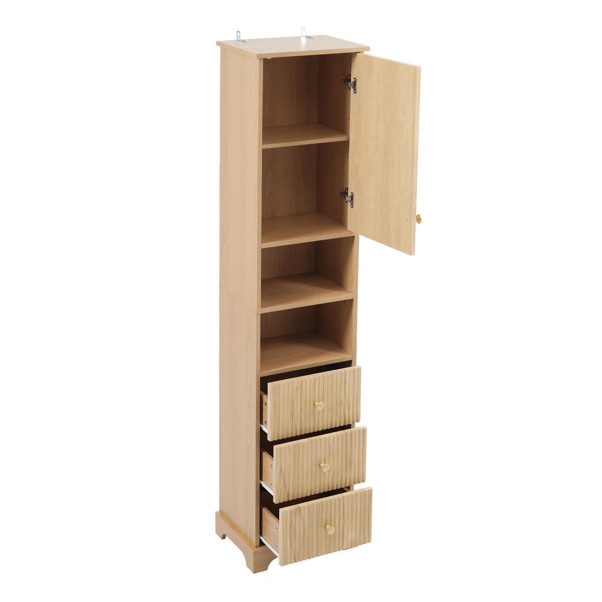 HOCHSCHRANK 40/30/172 cm Natürlich mit 2 Schubladen und 3 Schublade - Goldfarben/Naturfarben, Holz/Holzwerkstoff (30/172/40cm) - Oxeza