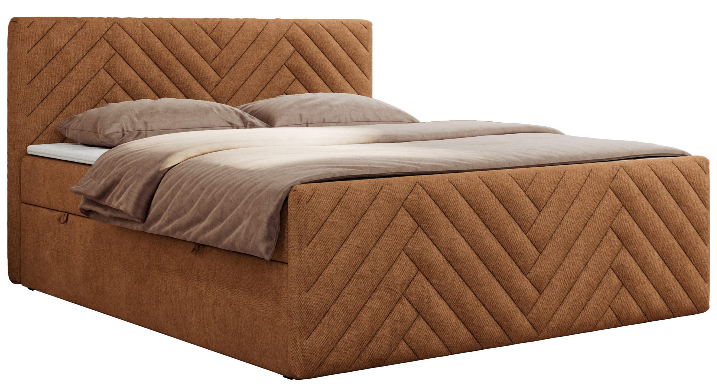 BOXBETT PARIS DUO 120/200 - Orange Struktur - H3 - Orange, Holz/Textil (120/200cm) - MKS