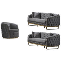 SITZGARNITUR Fairy Grau Stellvariante:3+3+1 - Grau, Holz (240/70/100cm) - Villa Möbel