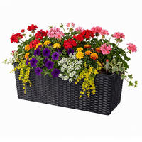 JARDINIERĂ Neagră autoirigare 50 cm - negru, material plastic/metal (50/19/19cm) - Relaxdays