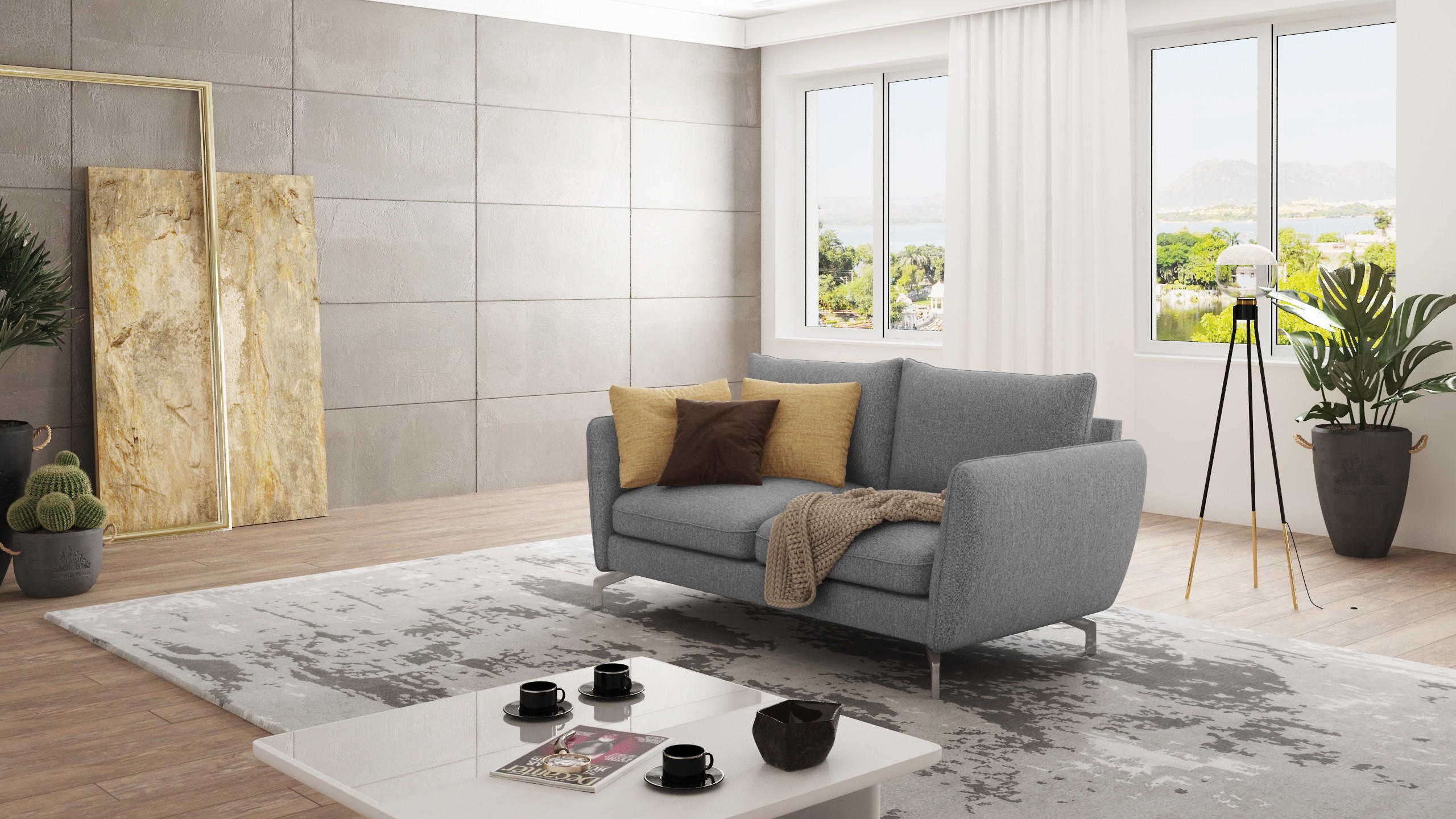 2-SITZER-SOFA Elou Grau Microfaser - Chromfarben/Grau, Holz/Textil (172/87/92cm) - S-Style Möbel