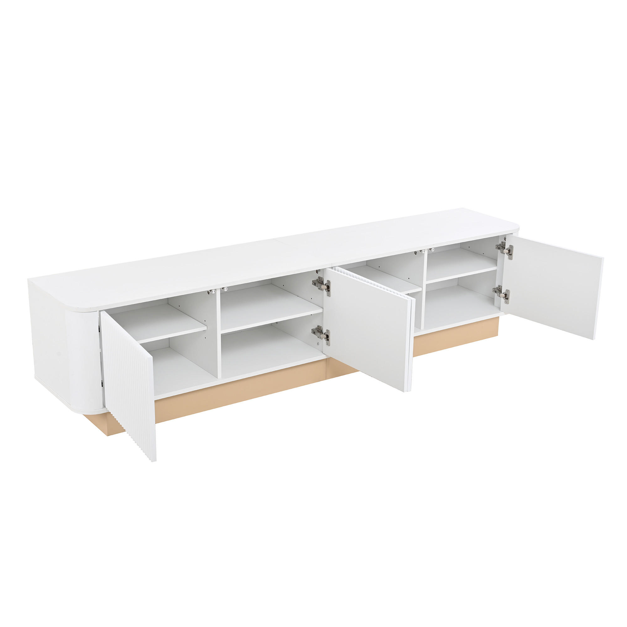 TV-ELEMENT 200/40/47.5 cm Weiß mit 4-türig und Stauraum - Weiß, Holz (200/47.5/40cm) - Oxeza