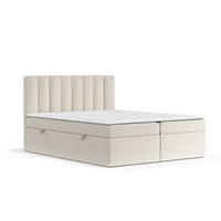 BOXBETT Novento Beige 160/200 cm mit Matratze und Topper - Beige/Schwarz, Holz/Holzwerkstoff (160/200cm) - Maison de Reve