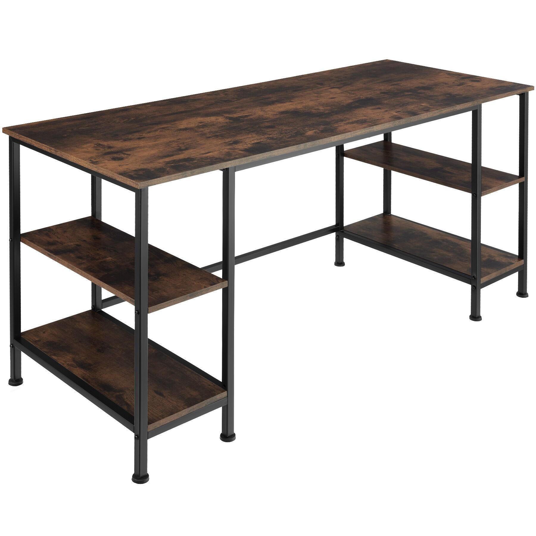 COMPUTER-SCHREIBTISCH Stoke,137 x 55 x 75 cm,Industrial Holz dunkel, rustikal - Rostfarben, Holz (137/55/75cm) - tectake