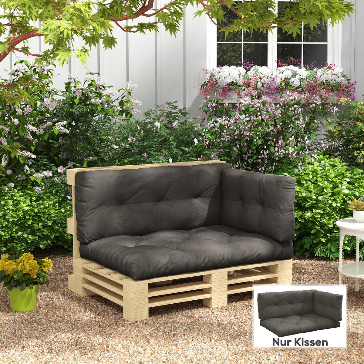 SITZKISSEN, Polyester, Dunkelgrau - Dunkelgrau, Kunststoff (80/12/120cm) - Outsunny