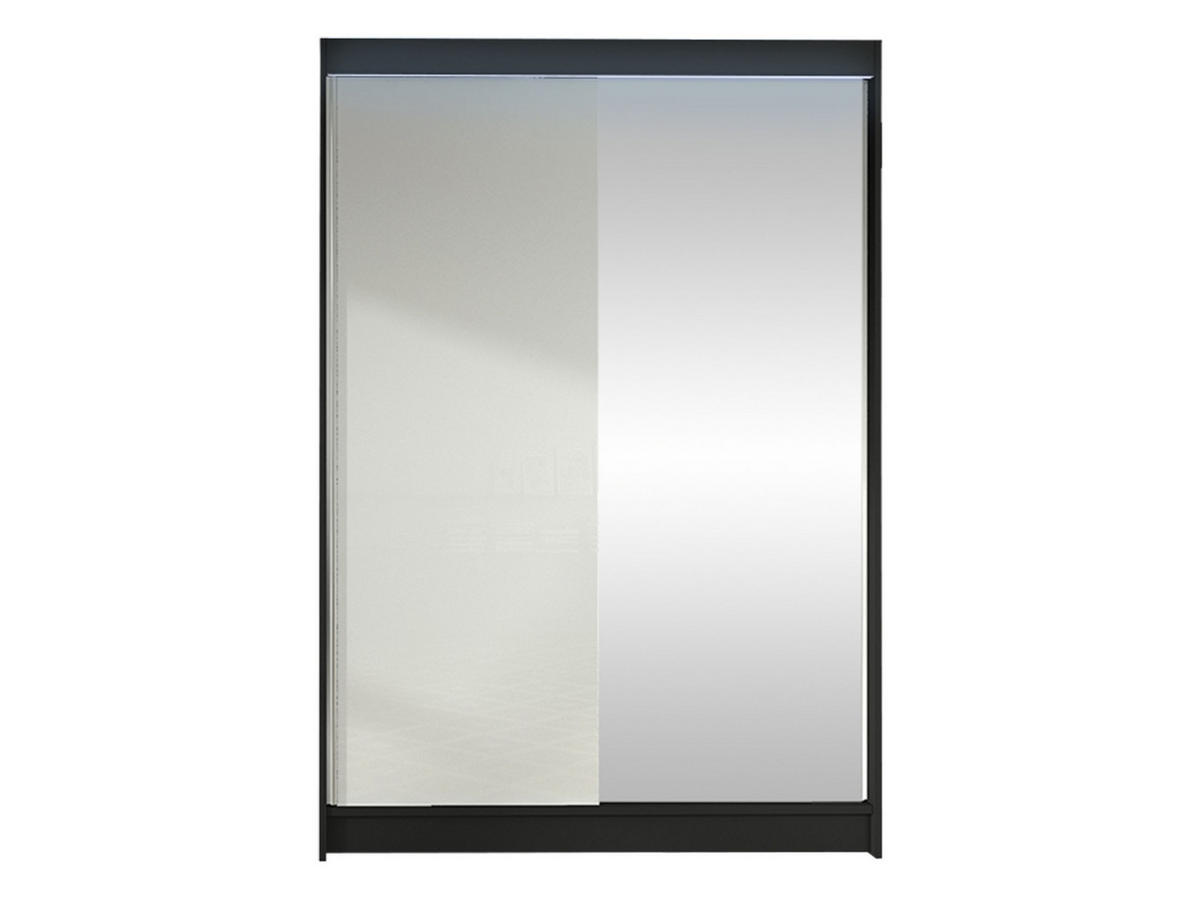 SCHWEBETÜRENSCHRANK Lino I mit RGB LED Beleuchtung - Schwarz/Weiß, Holzwerkstoff/Metall (120/200/58cm) - MIRJAN24