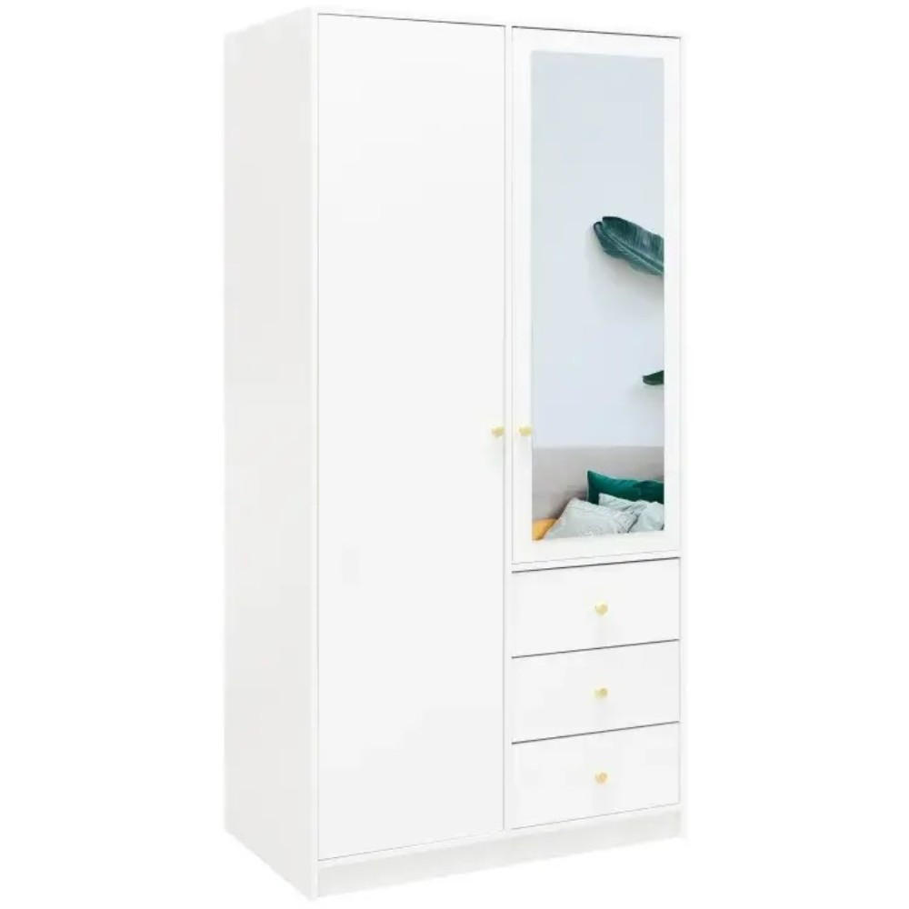 Beautysofa Drehtürenschrank Weiß 100x200x57.5 cm